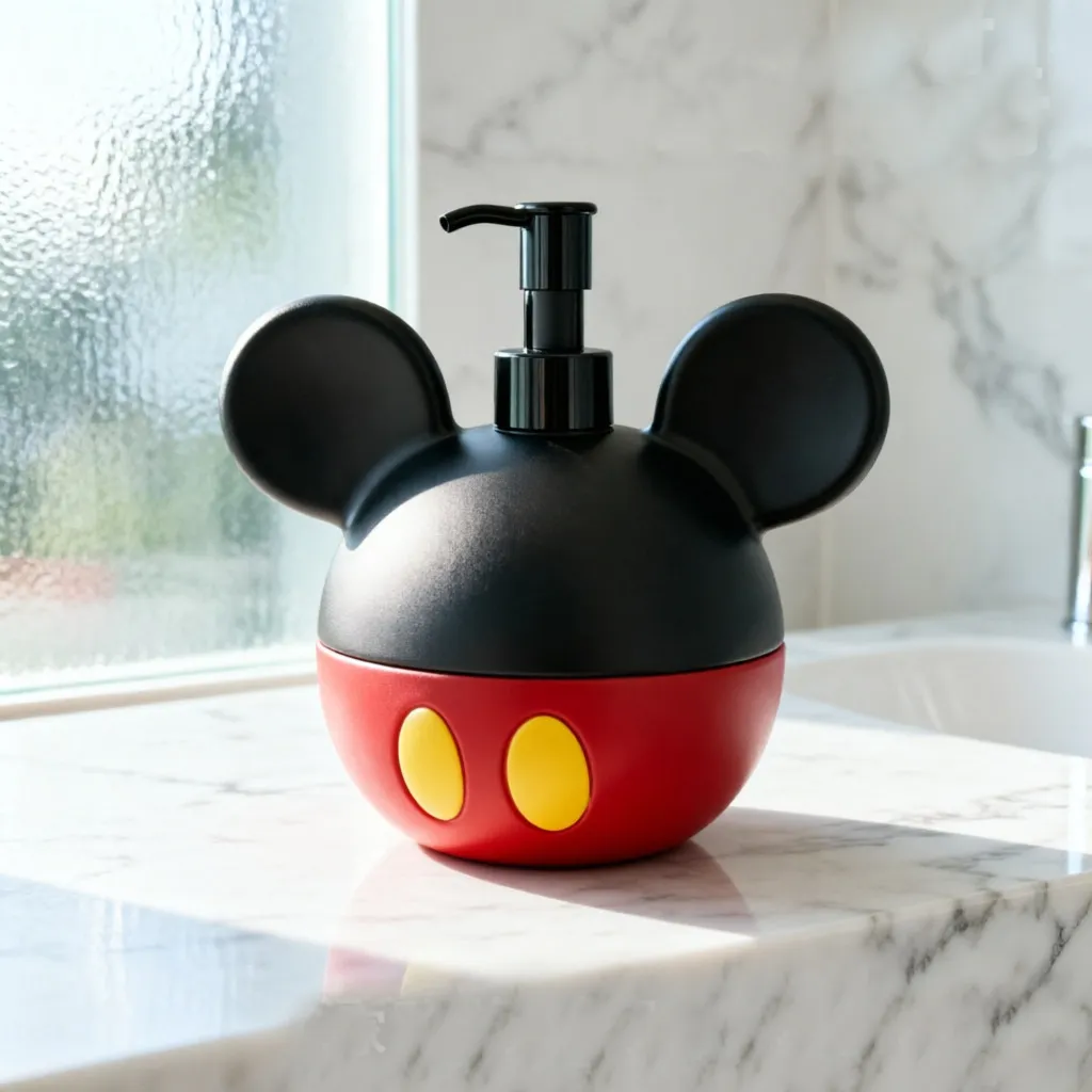 Cartoon Round-Ear Press-Type Refillable Bottle – Cute PVC Dispenser for Perfume, Shampoo & Body Wash, Creative Bathroom Travel Container with Pump